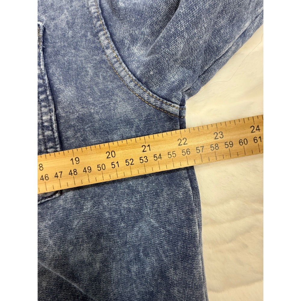 Members Mark Shirt Women Medium Blue Acid Wash Denim‎ Relaxed Soft Knit Button - Picture 11 of 14